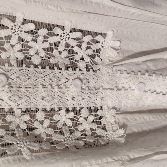 Bohemian Lace Crochet Top Blouse White Beach Pool Women's Size XL Gorgeous NICE - Picture 6 of 12